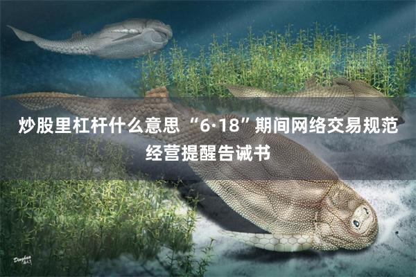 炒股里杠杆什么意思 “6·18”期间网络交易规范经营提醒告诫书