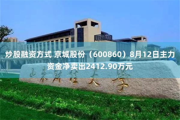 炒股融资方式 京城股份（600860）8月12日主力资金净卖出2412.90万元