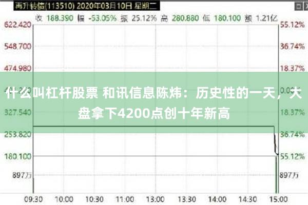 什么叫杠杆股票 和讯信息陈炜：历史性的一天，大盘拿下4200点创十年新高
