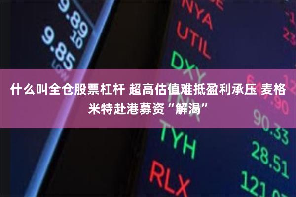 什么叫全仓股票杠杆 超高估值难抵盈利承压 麦格米特赴港募资“解渴”