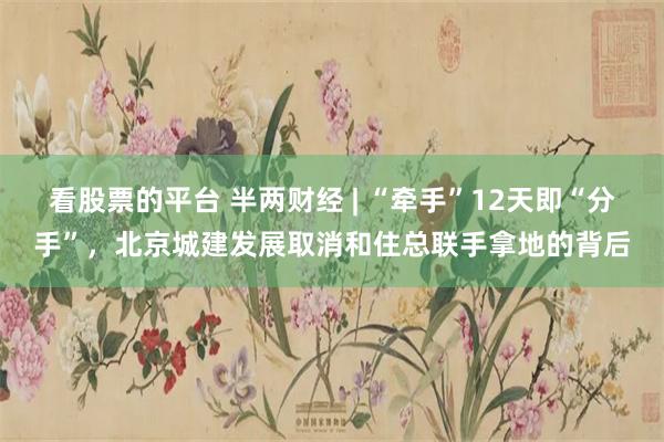 看股票的平台 半两财经 | “牵手”12天即“分手”，北京城建发展取消和住总联手拿地的背后