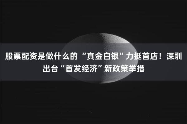 股票配资是做什么的 “真金白银”力挺首店！深圳出台“首发经济”新政策举措