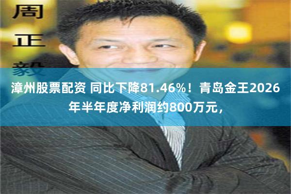 漳州股票配资 同比下降81.46%！青岛金王2026年半年度净利润约800万元，