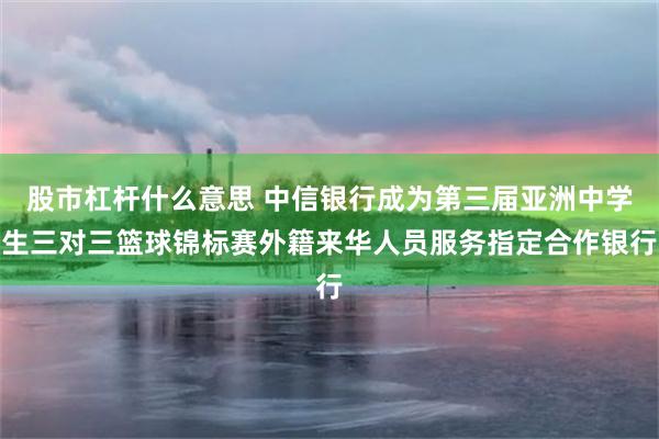 股市杠杆什么意思 中信银行成为第三届亚洲中学生三对三篮球锦标赛外籍来华人员服务指定合作银行